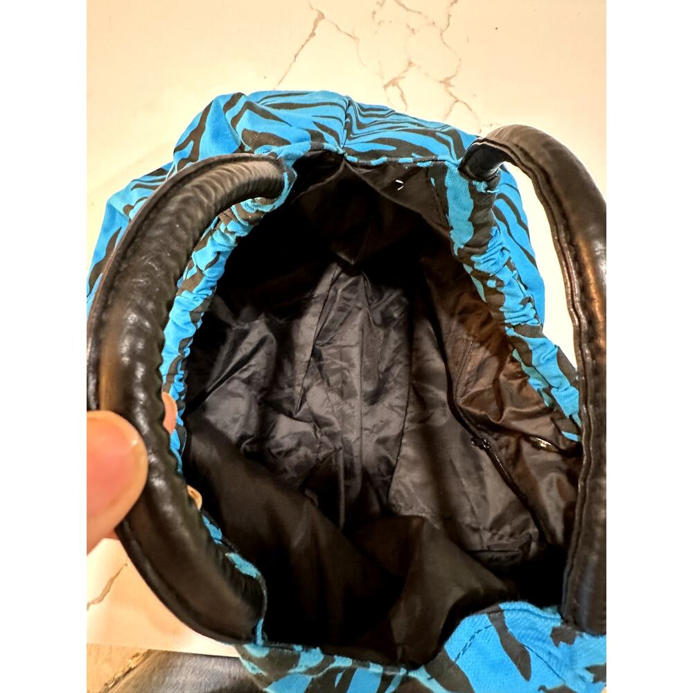 Y2K Zebra Print Ruched Hobo Bag – Blue & Black Animal Print Shoulder Purse - Picture 3 of 3